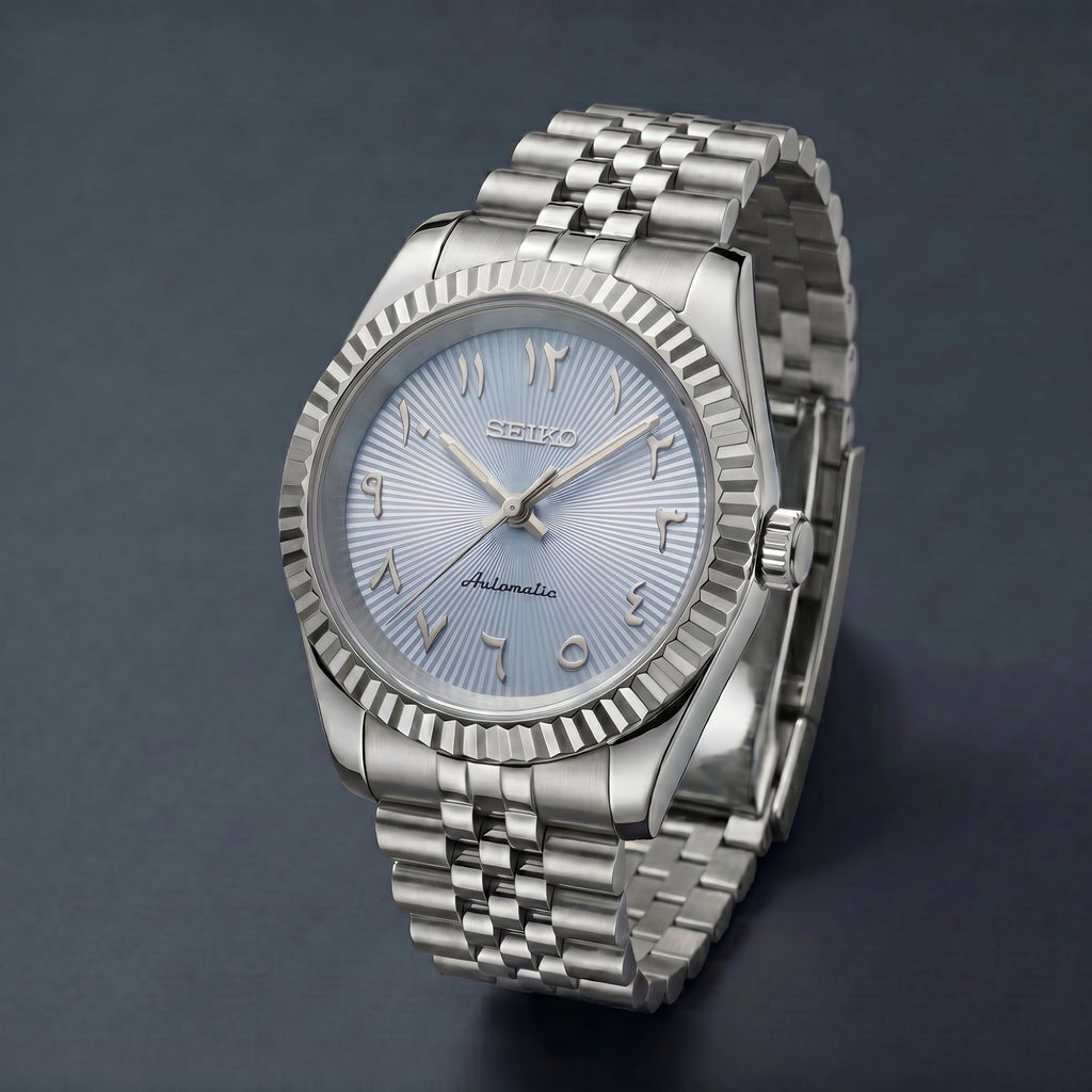 Horalys - Montre Seiko Mod Datejust Arabic Bleu