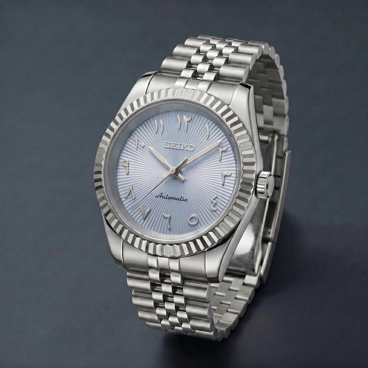 Horalys - Montre Seiko Mod Datejust Arabic Bleu
