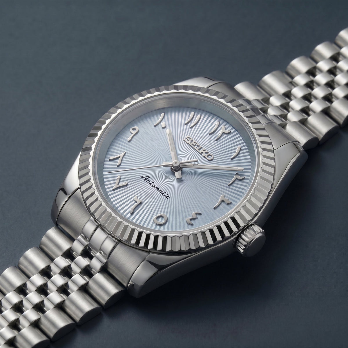 Horalys - Montre Seiko Mod Datejust Arabic Bleu