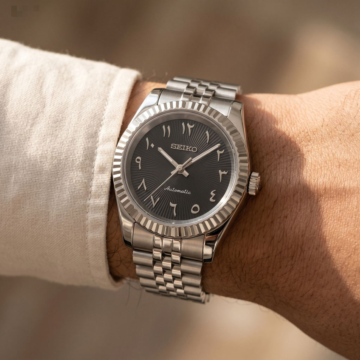 Horalys - Montre Seiko Mod Datejust Arabic Noir