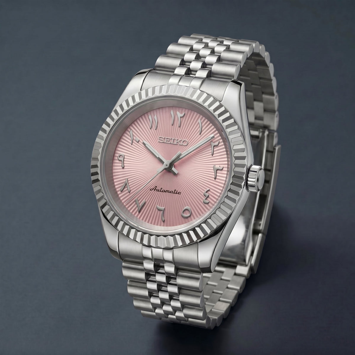 Hralys - Montre Seiko Mod Datejust Arabic Rose