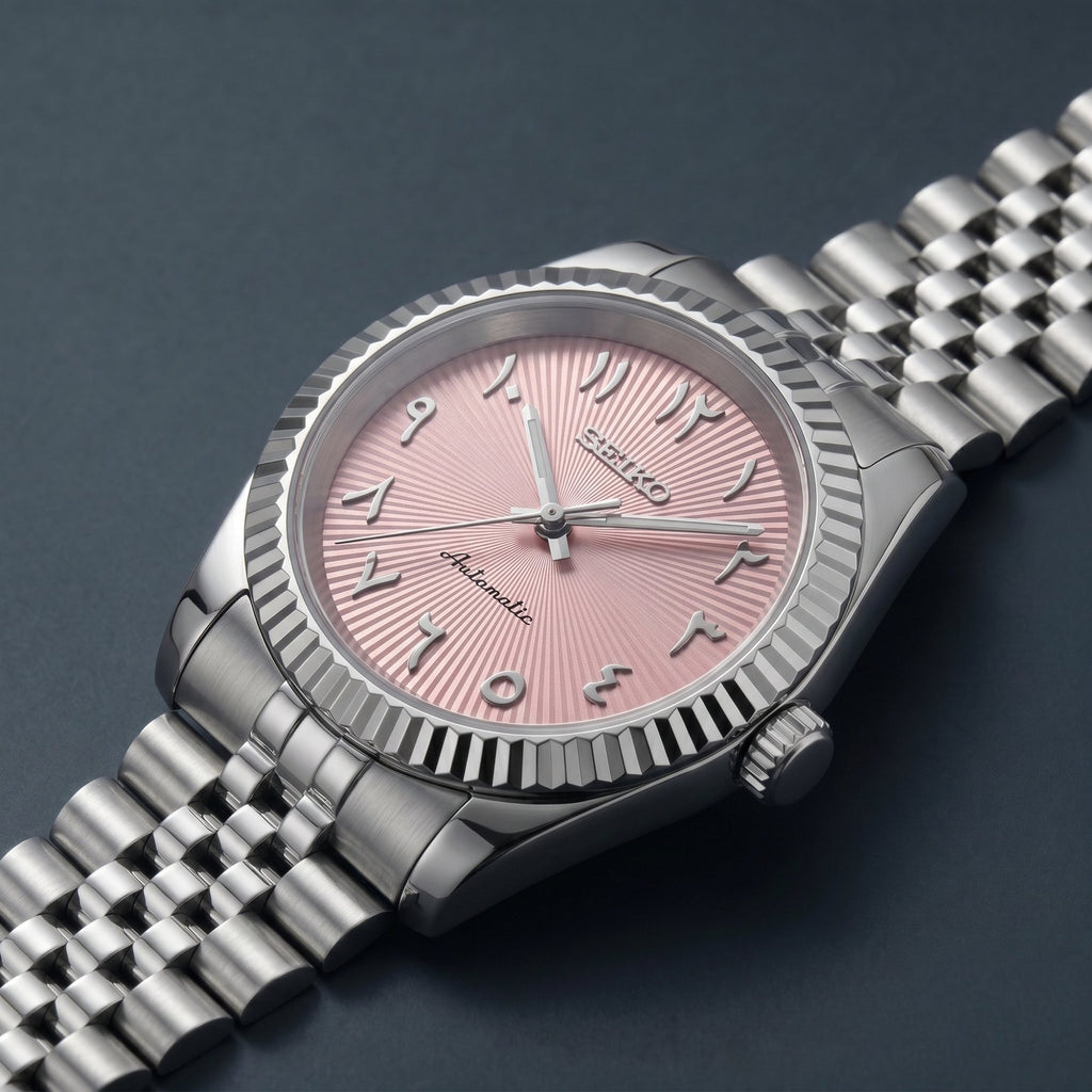 Hralys - Montre Seiko Mod Datejust Arabic Rose