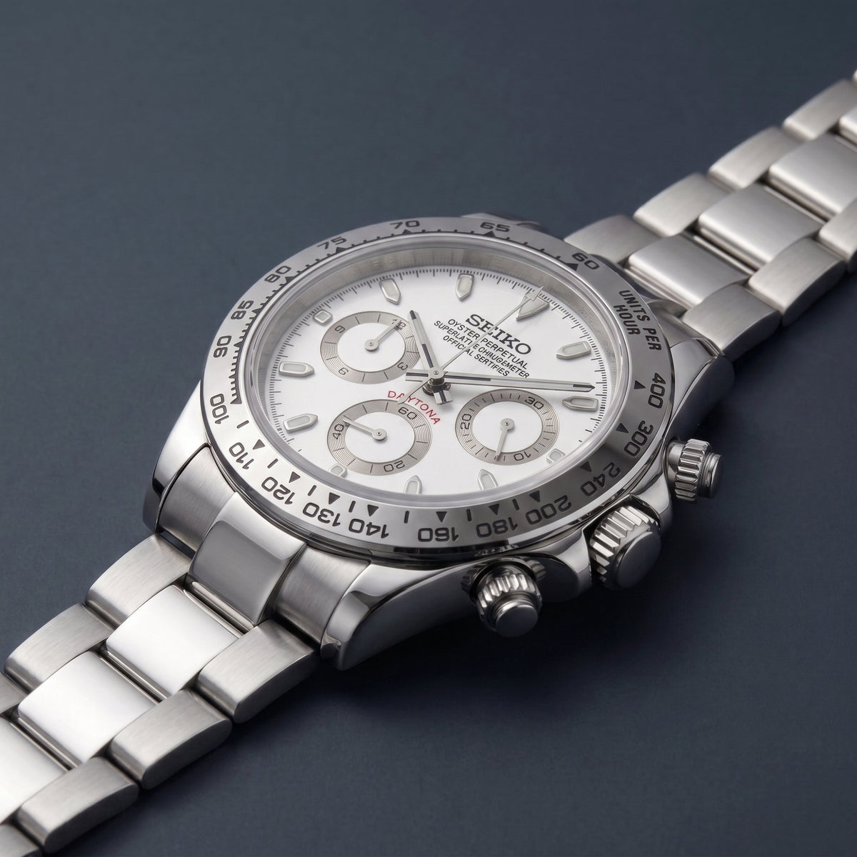 Seiko Mod Daytona Blanc