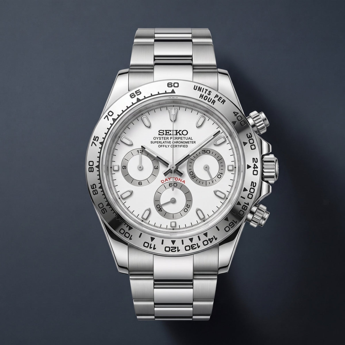 Seiko Mod Daytona Blanc