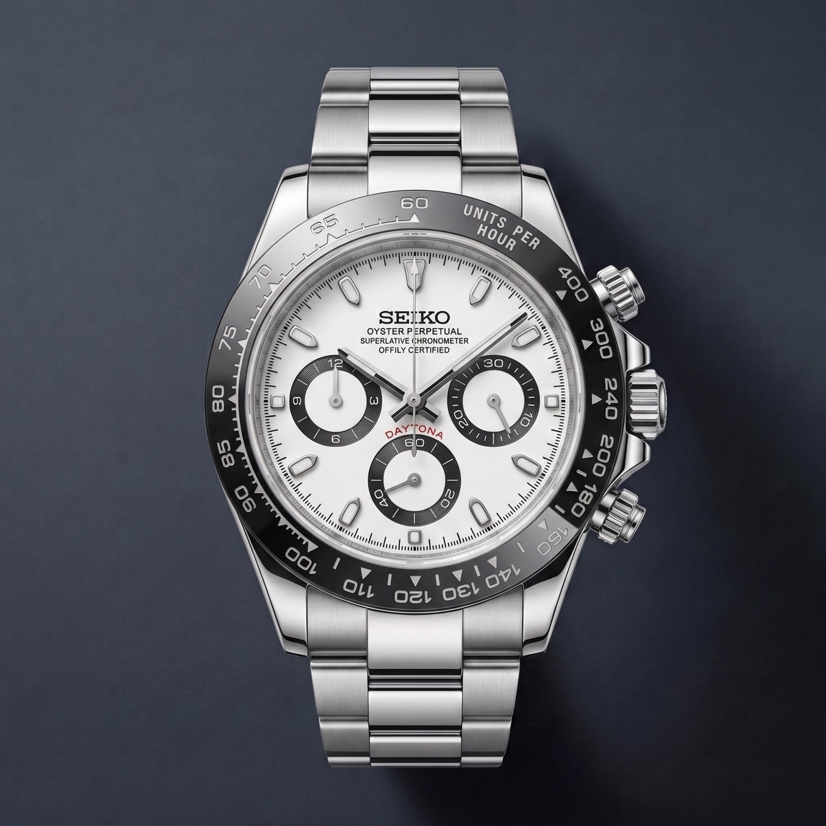 Seiko Mod Daytona Blanc