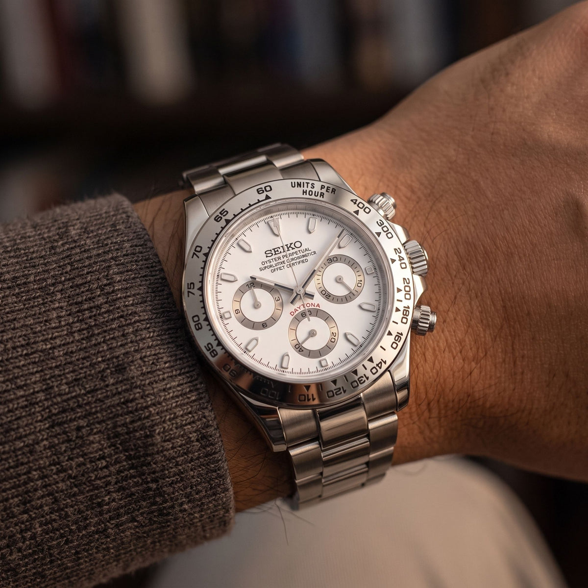 Seiko Mod Daytona Blanc