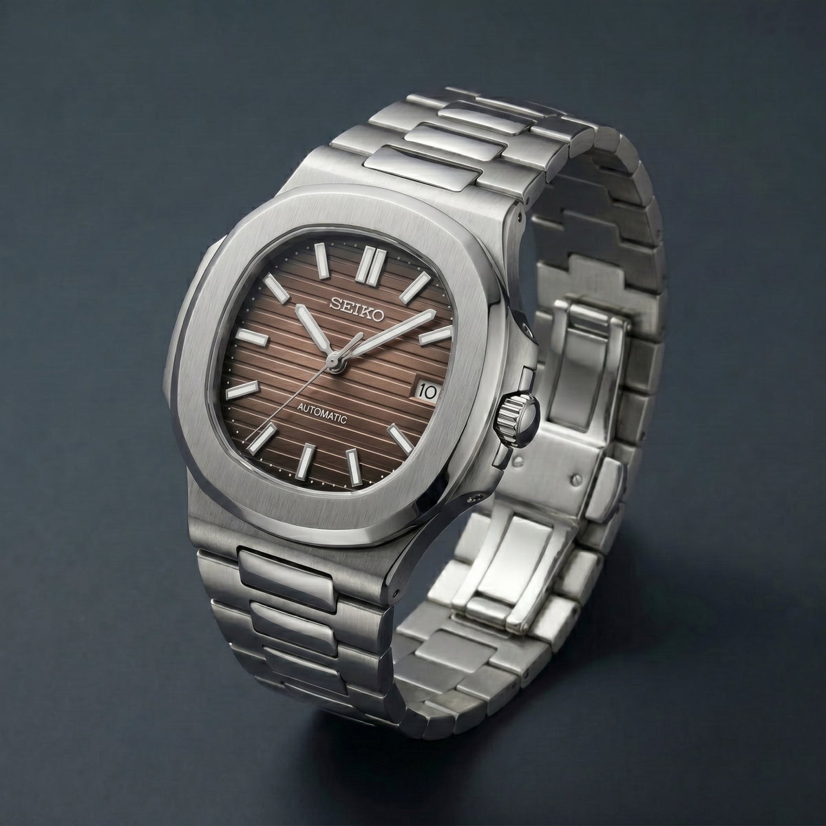 Seiko Mod Nautilus Marron