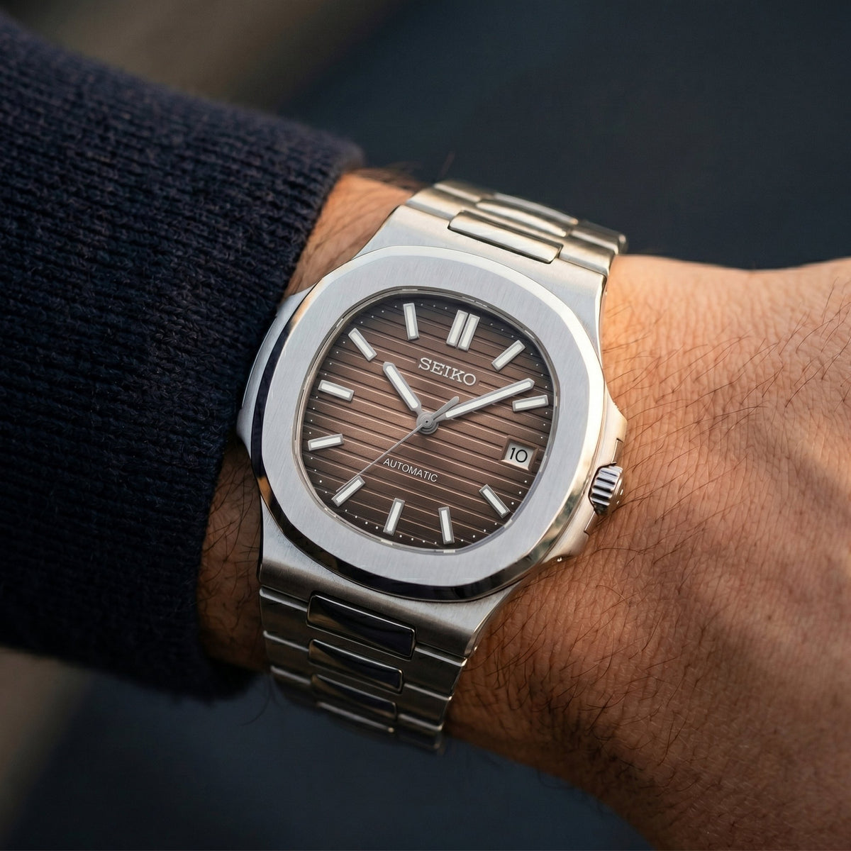 Seiko Mod Nautilus Marron