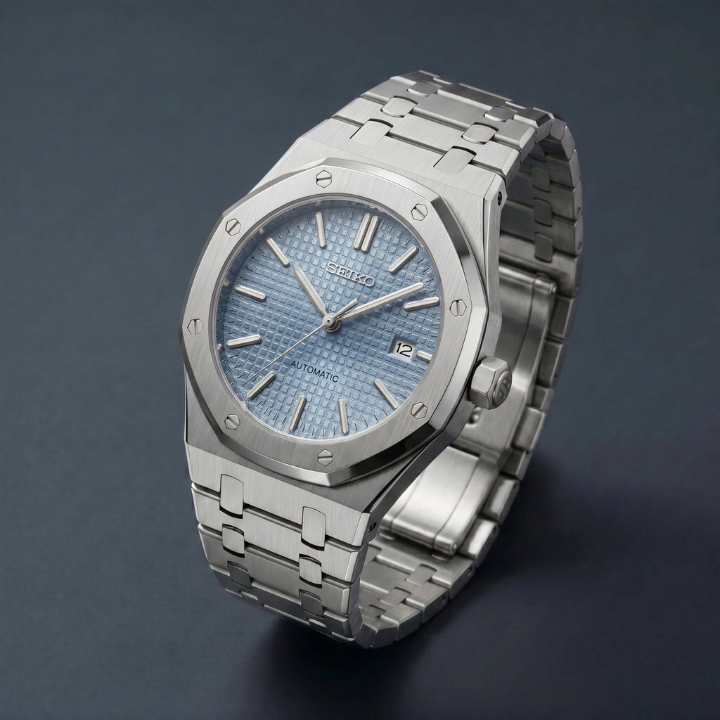 Horalys - Montre Seiko Mod Royal Oak Bleu-Ciel
