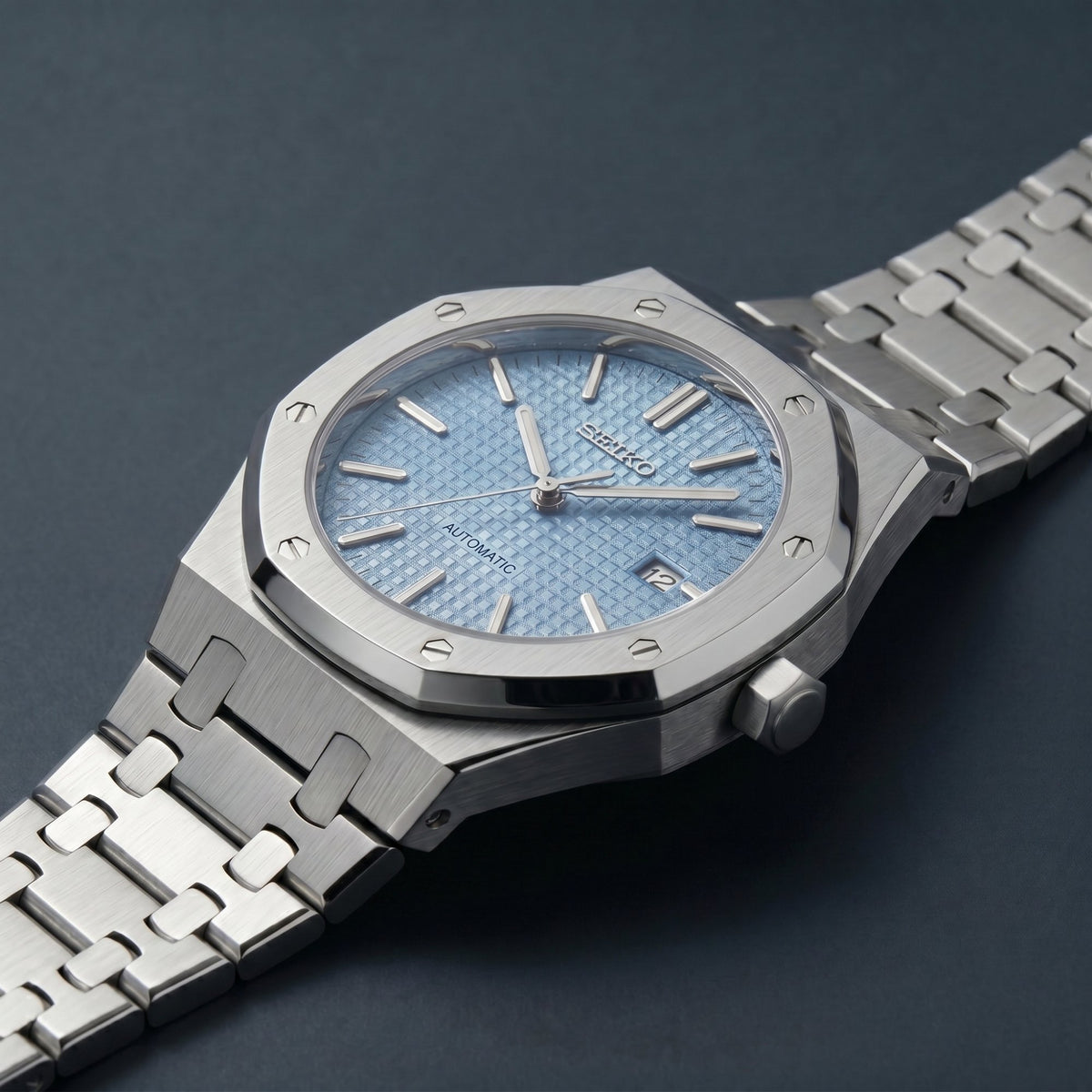 Horalys - Montre Seiko Mod Royal Oak Bleu-Ciel