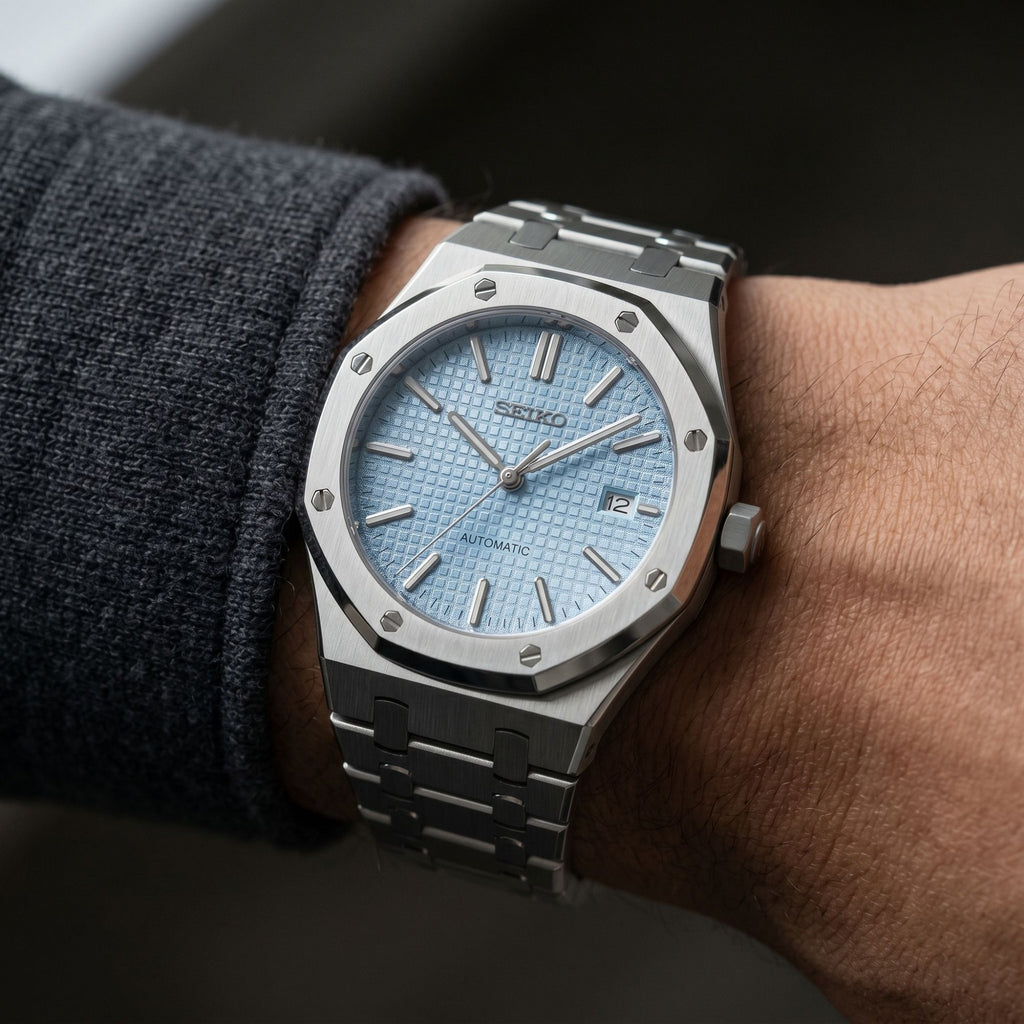Horalys - Montre Seiko Mod Royal Oak Bleu-Ciel