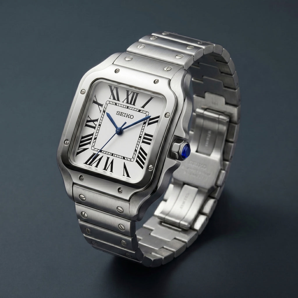 Horalys - Montre Seiko Mod Santos Blanc