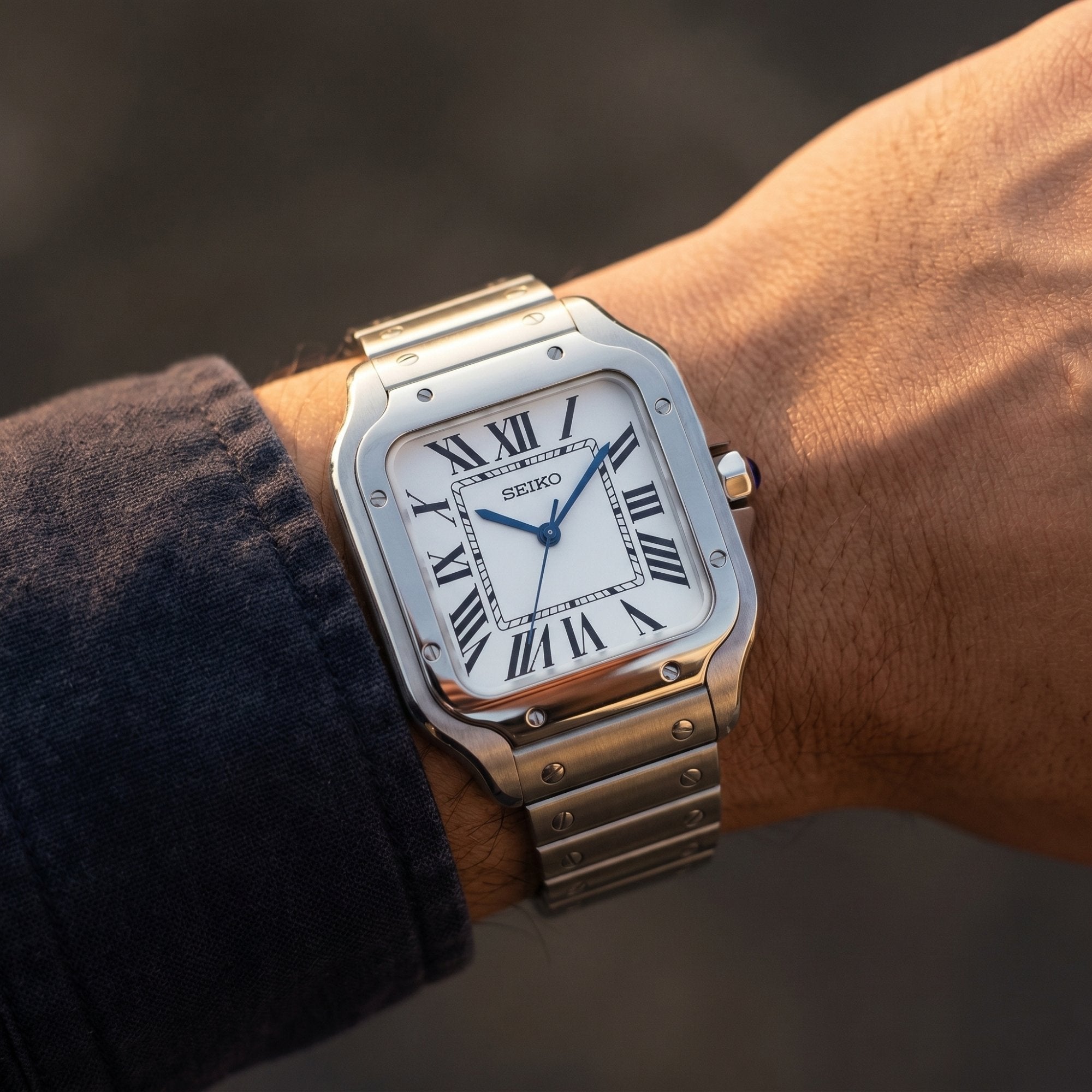 Horalys - Montre Seiko Mod Santos Blanc