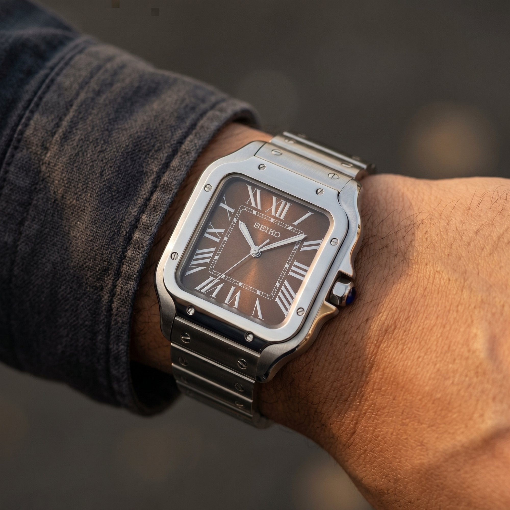 Horalys - Montre Seiko Mod Santos Marron Bild