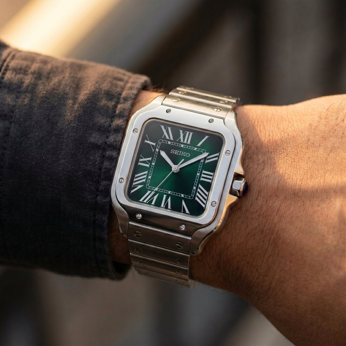 Horalys - Montre Seiko Mod Santos Vert 
